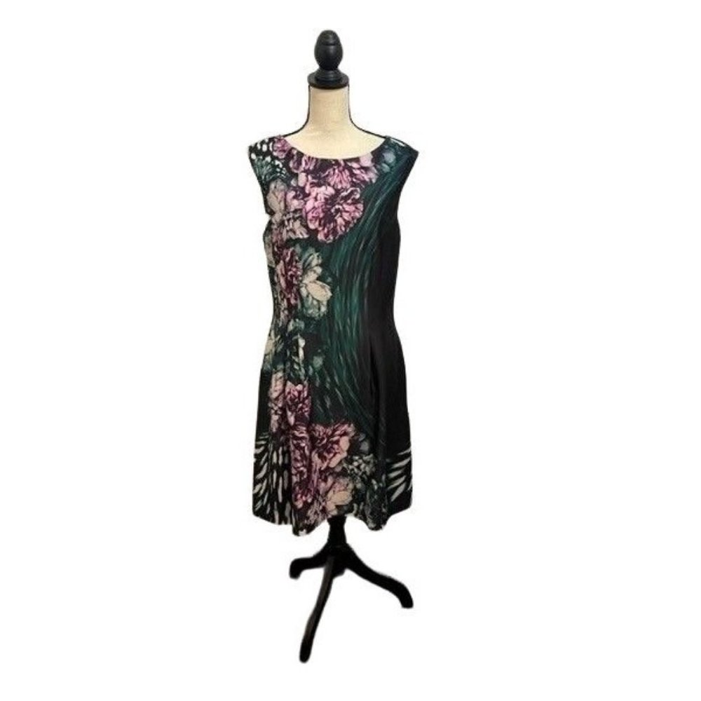 Floral Print Green & Pink Sleeveless Women’s Dress